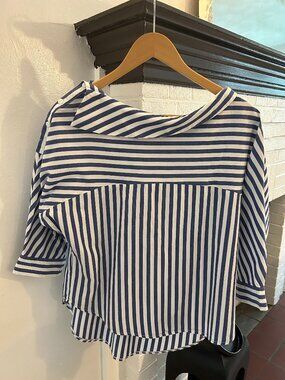 MAAC Blue and White Stripped Blouse Size M